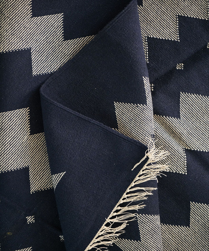 Black handloom cotton interlock dhurrie
