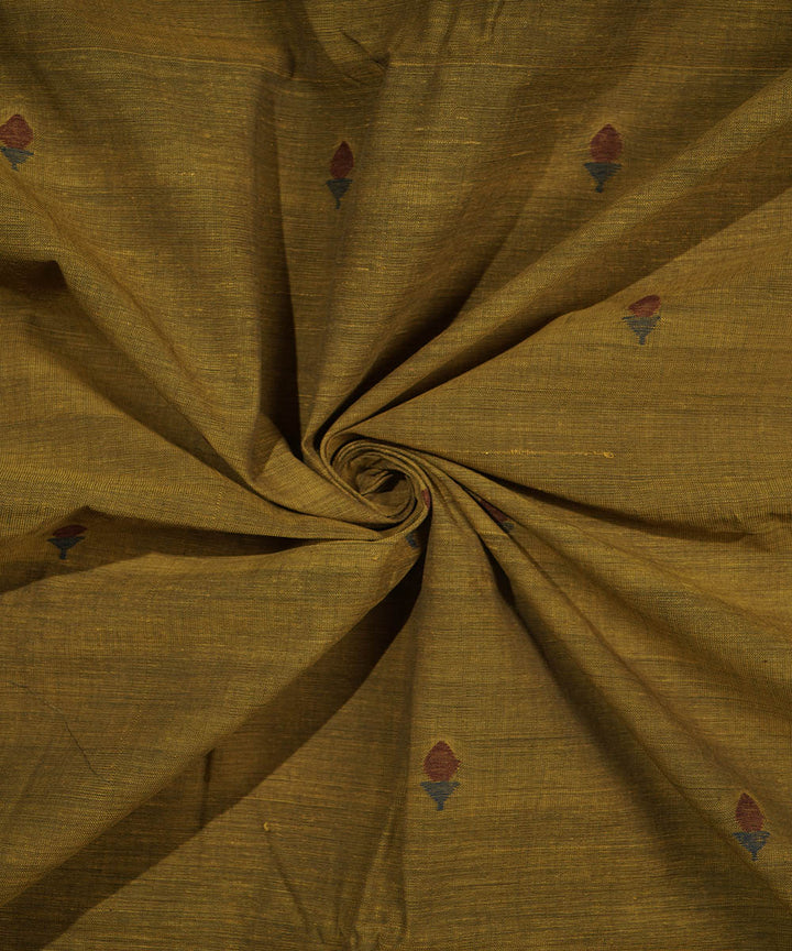 Green natural dye handwoven cotton jamdani fabric