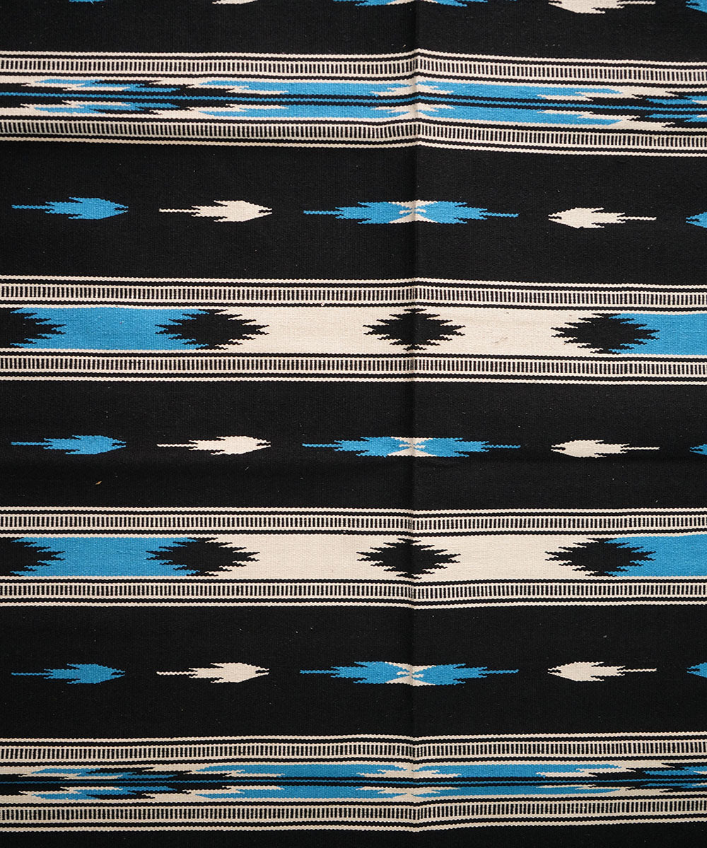 Black hand loom cotton interlock dhurrie
