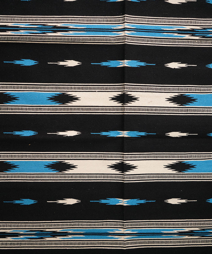 Black hand loom cotton interlock dhurrie