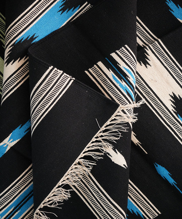 Black hand loom cotton interlock dhurrie
