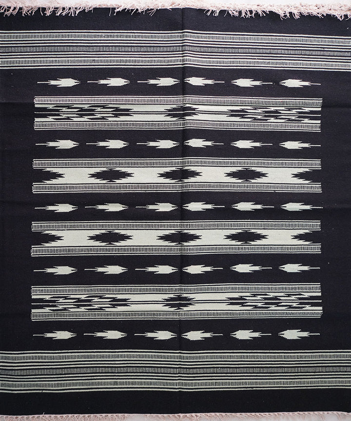 Black handwoven interlock cotton durrie