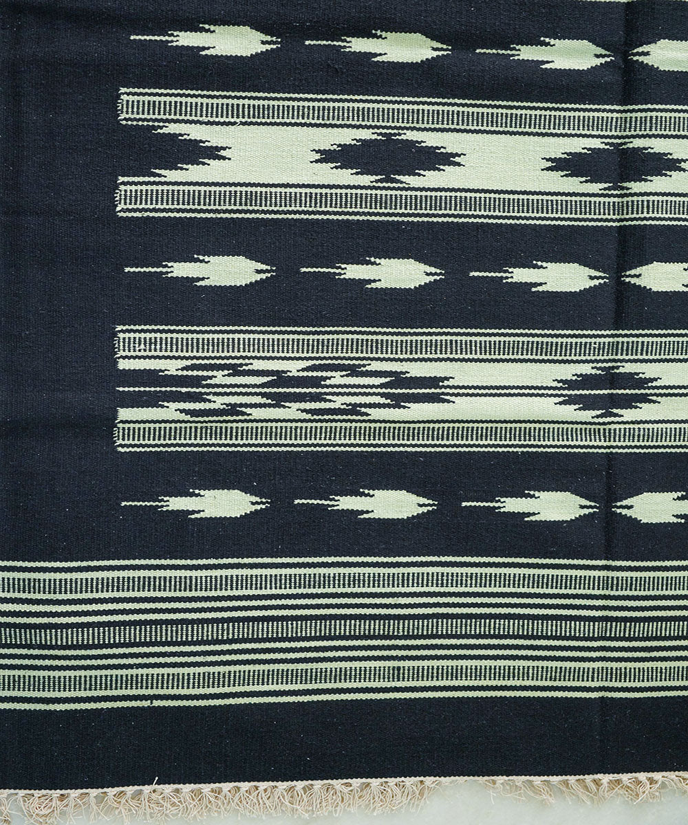 Black handwoven interlock cotton durrie