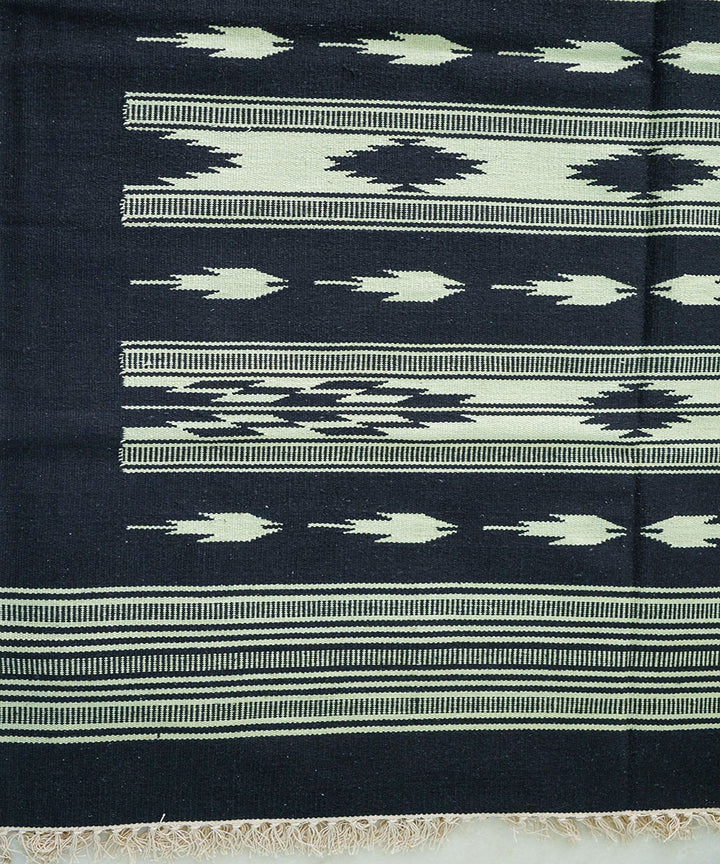 Black handwoven interlock cotton durrie