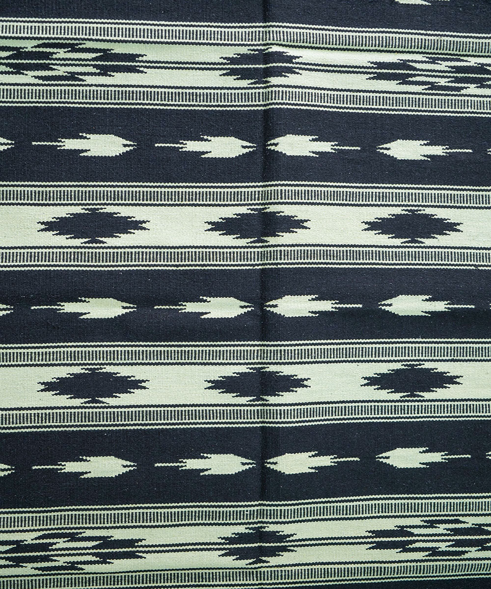 Black handwoven interlock cotton durrie