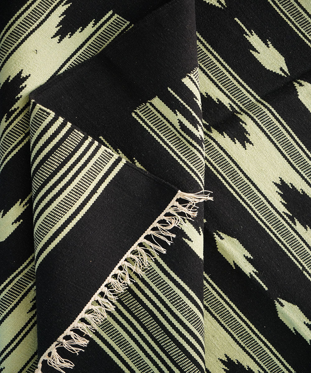 Black handwoven interlock cotton durrie