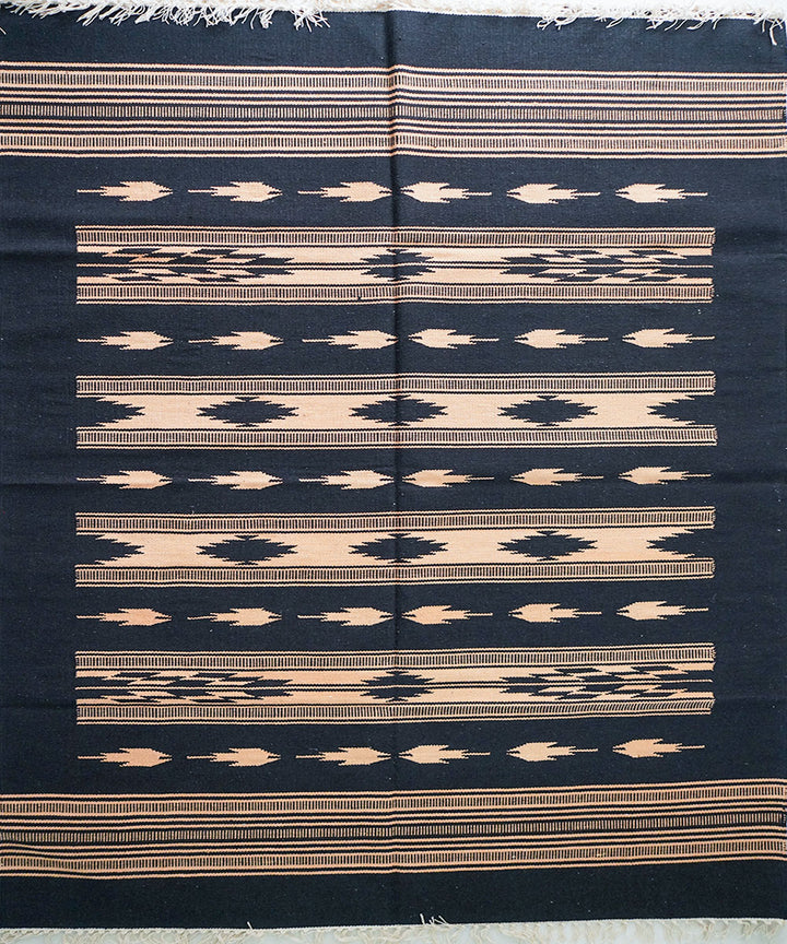 Black handwoven cotton interlock durrie