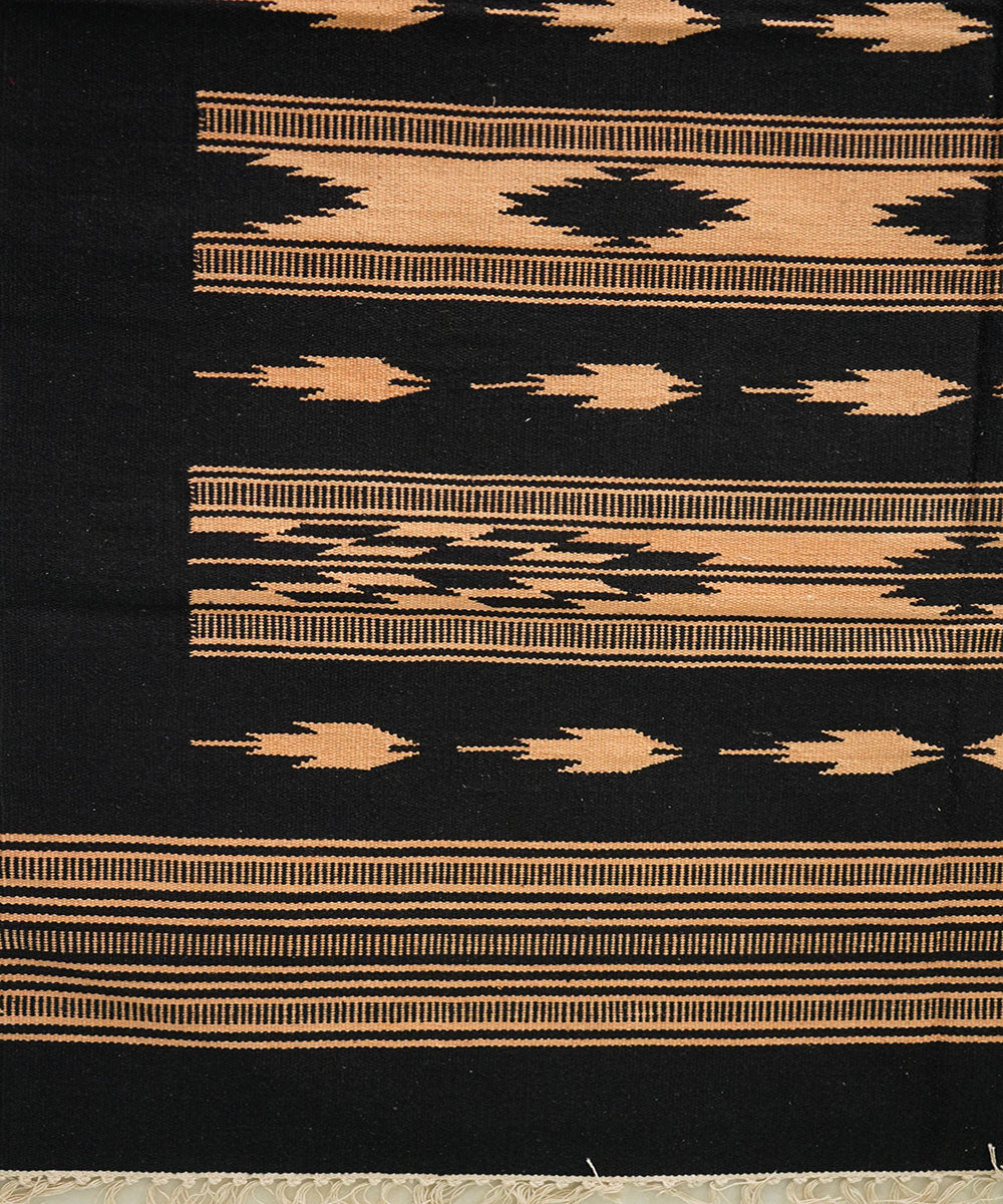 Black handwoven cotton interlock durrie