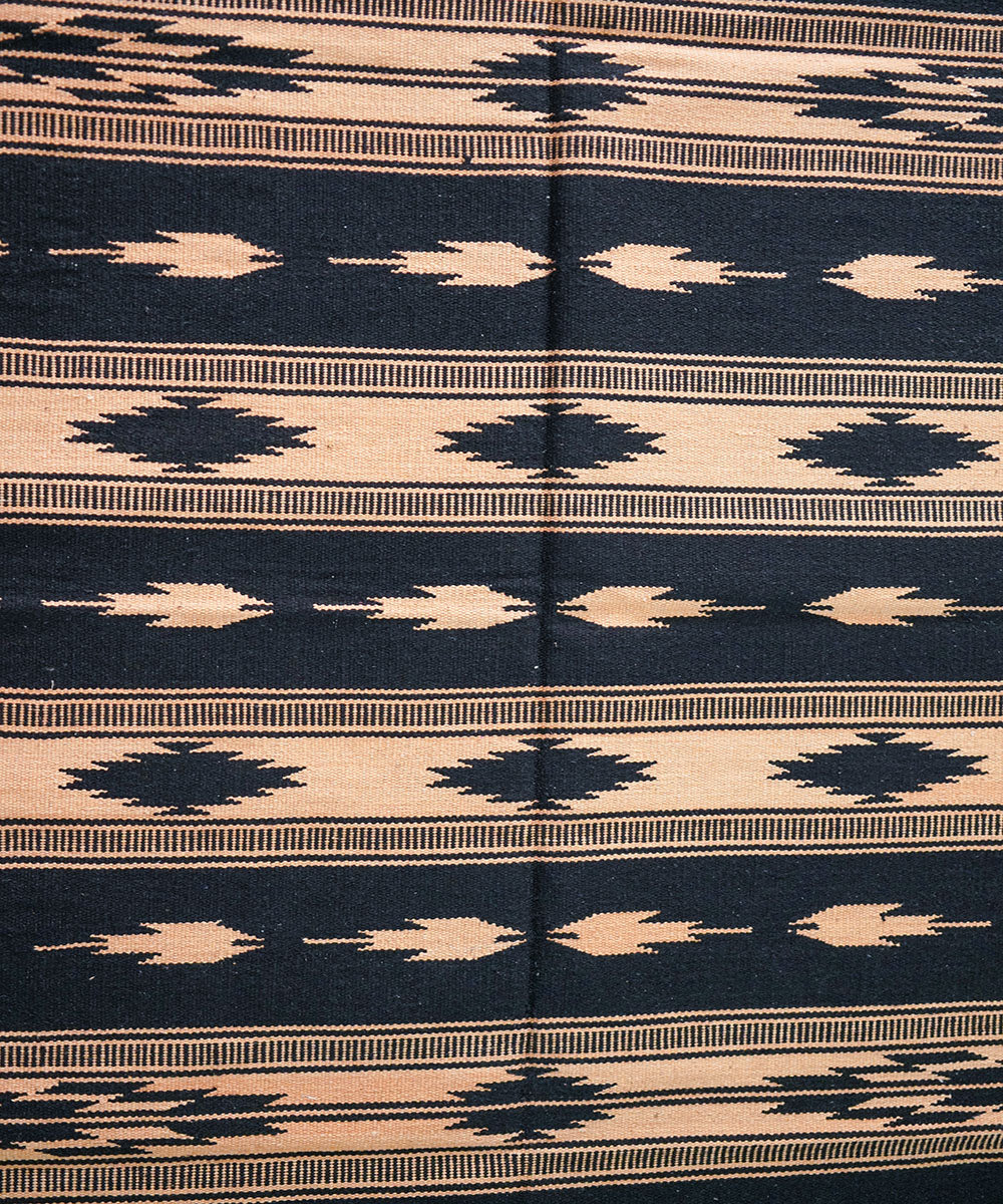 Black handwoven cotton interlock durrie