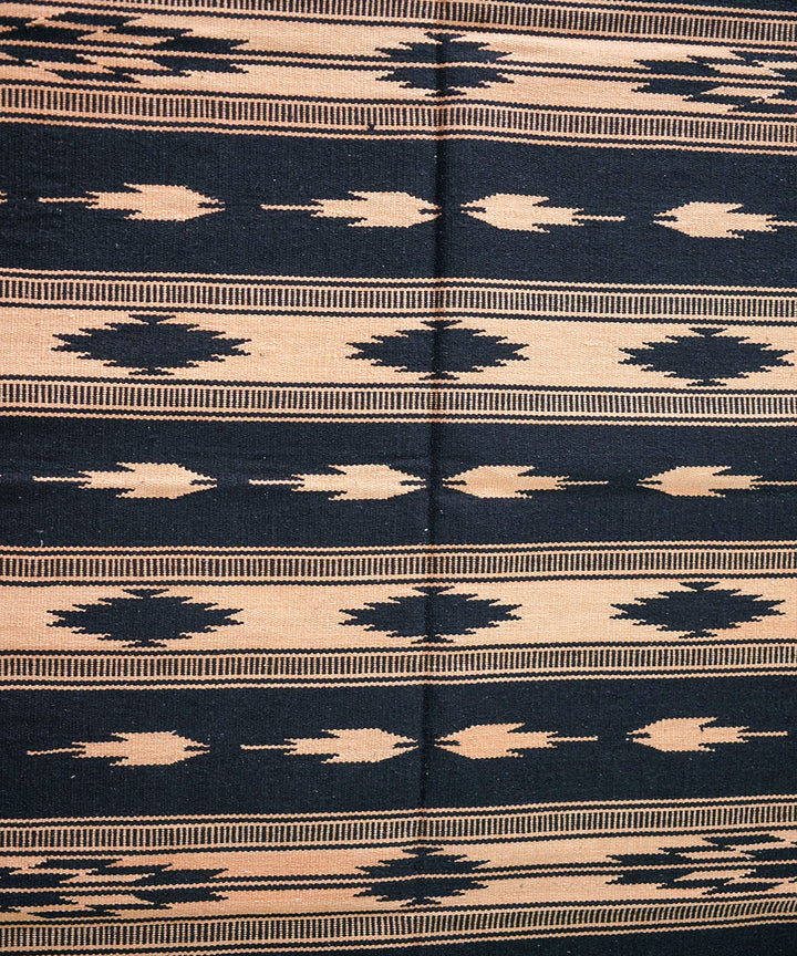 Black handwoven cotton interlock durrie