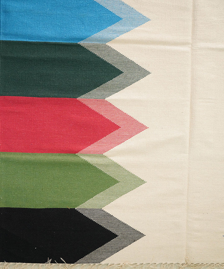 Multicolor hand woven cotton interlock dhurrie