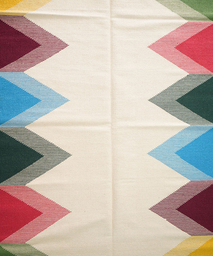 Multicolor hand woven cotton interlock dhurrie