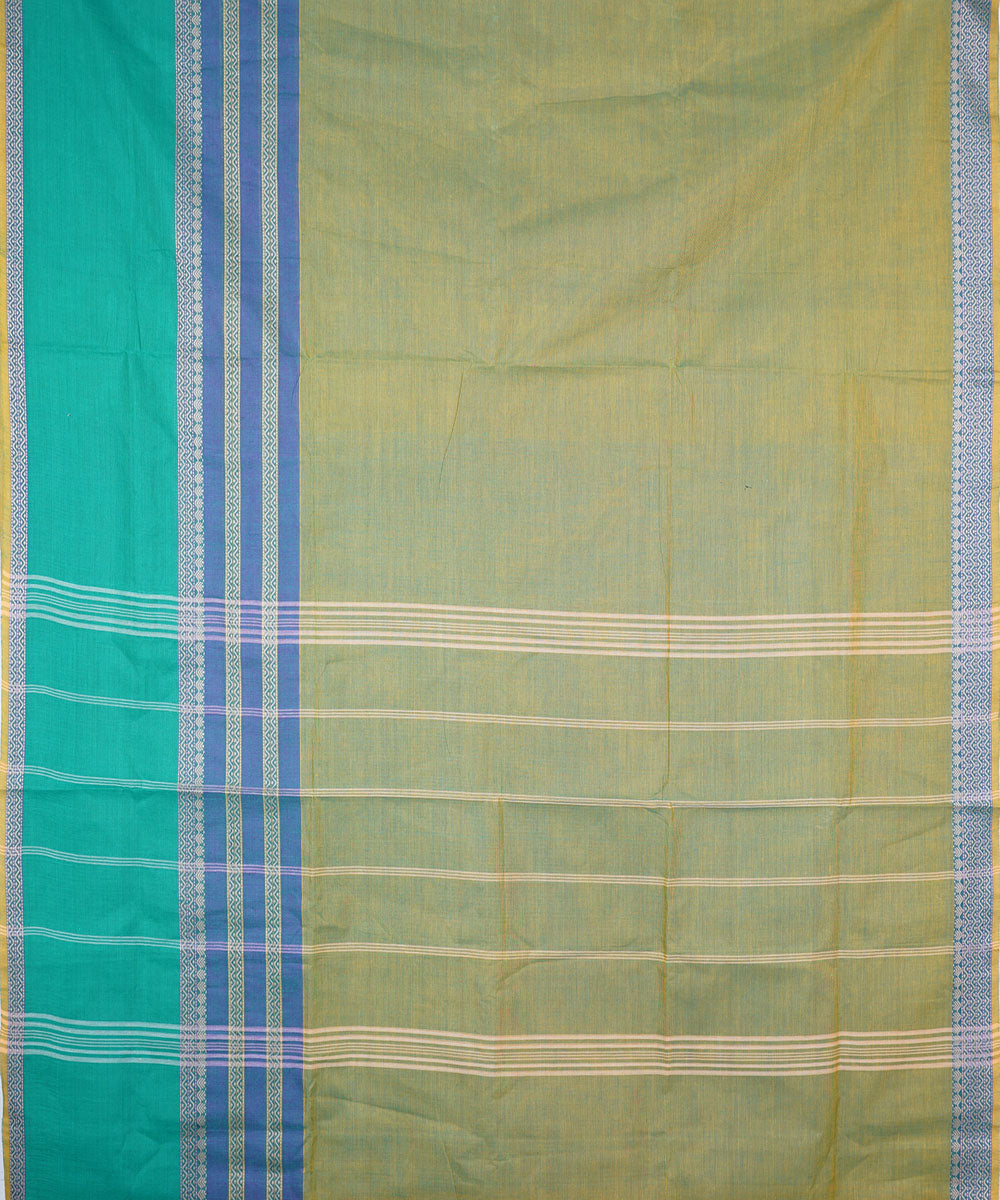 Cyan green handwoven cotton venkatagiri saree