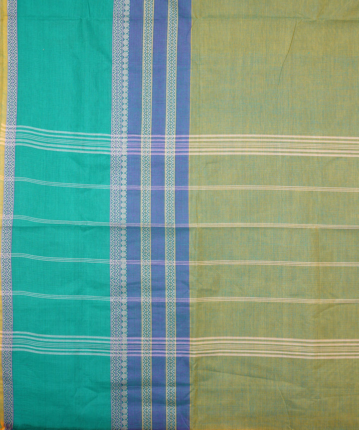 Cyan green handwoven cotton venkatagiri saree