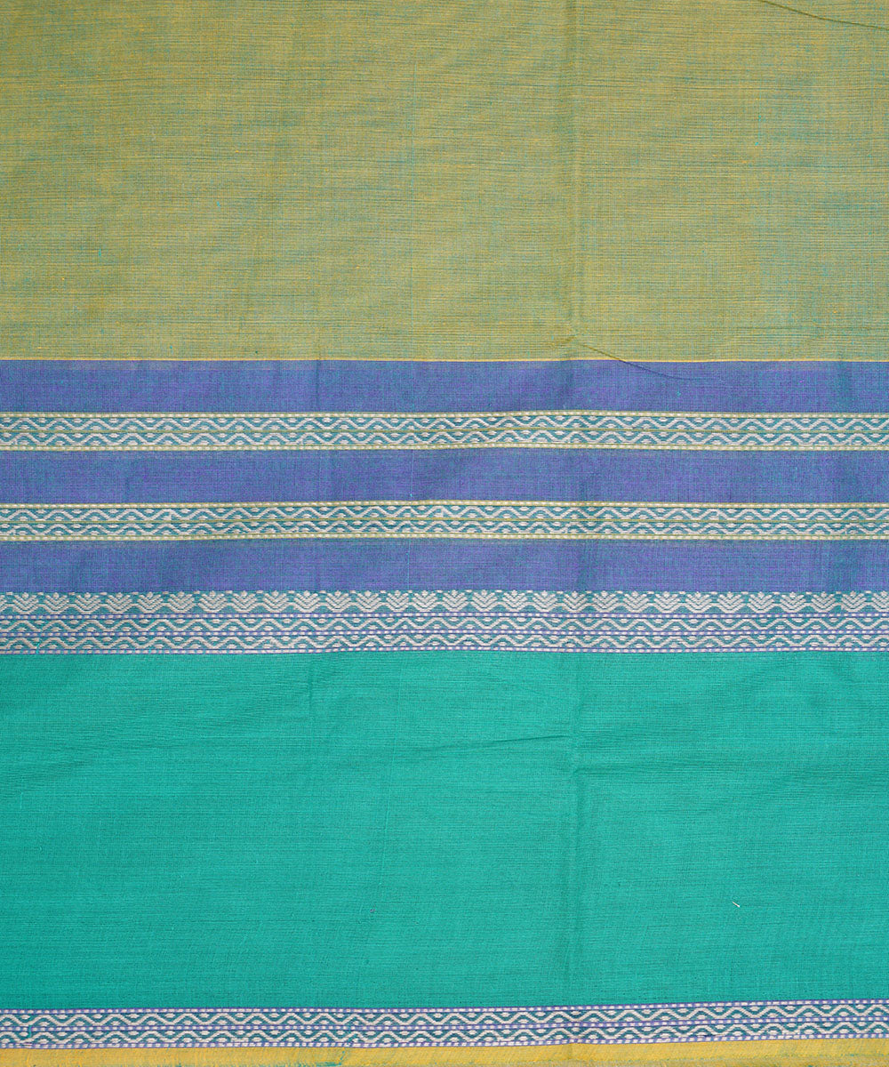 Cyan green handwoven cotton venkatagiri saree