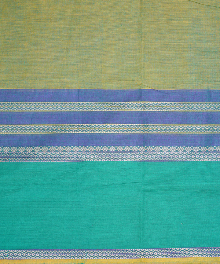 Cyan green handwoven cotton venkatagiri saree