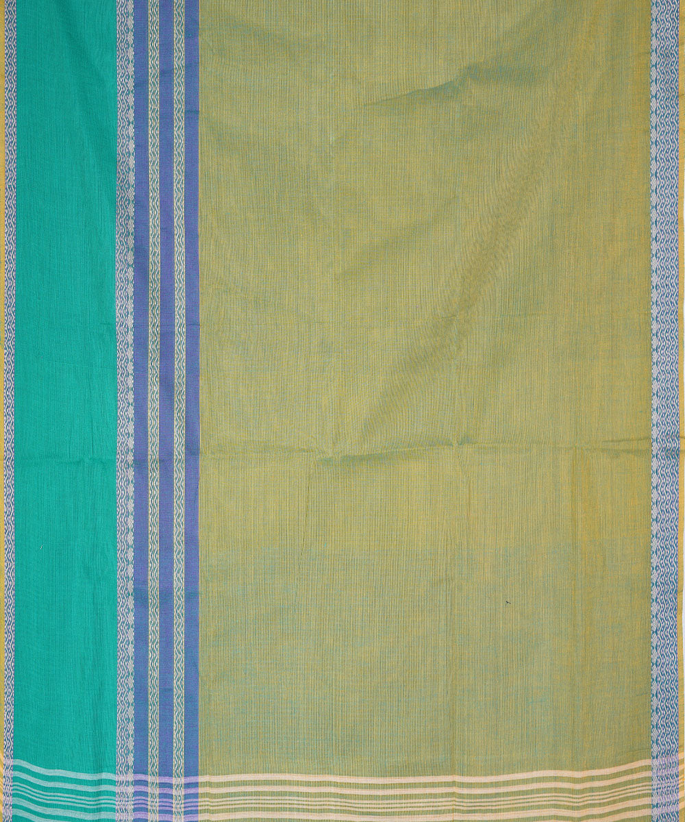 Cyan green handwoven cotton venkatagiri saree