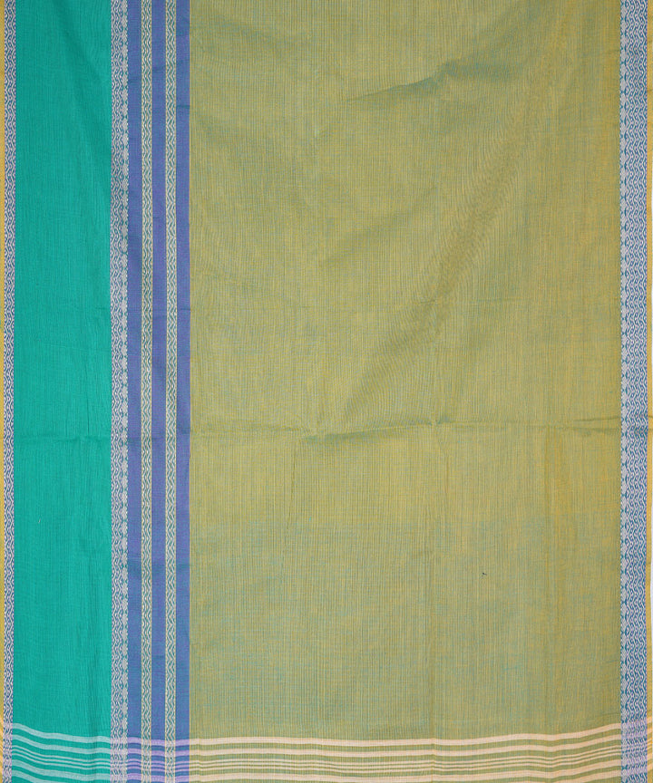 Cyan green handwoven cotton venkatagiri saree