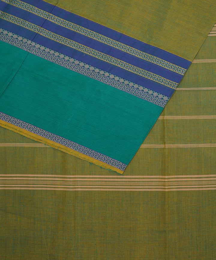 Cyan green handwoven cotton venkatagiri saree