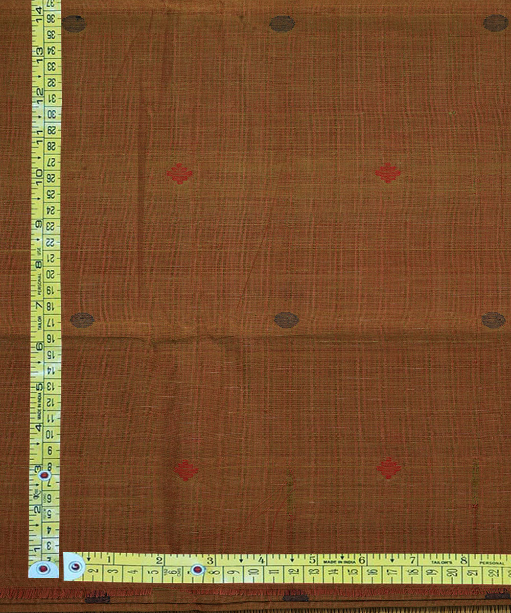 Brown natural dye hand woven cotton jamdani fabric