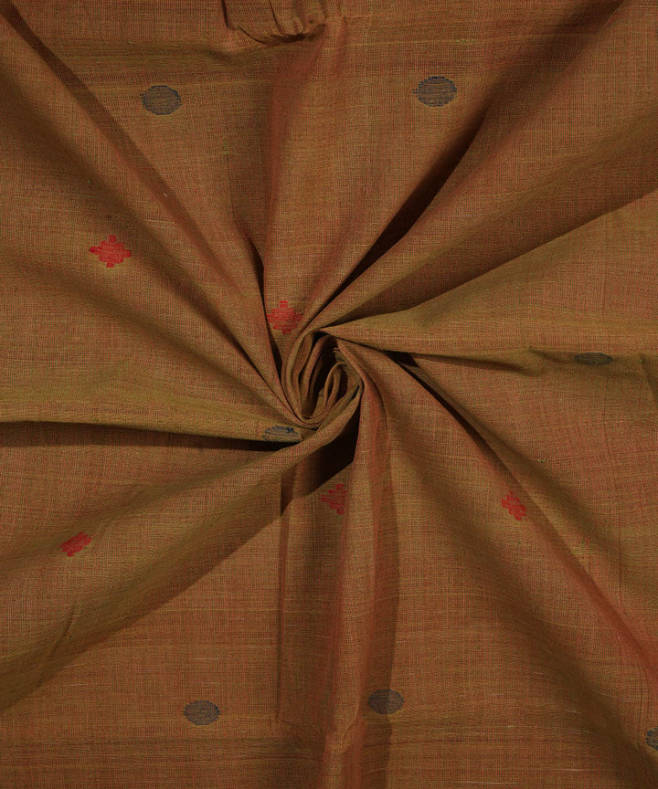Brown natural dye hand woven cotton jamdani fabric