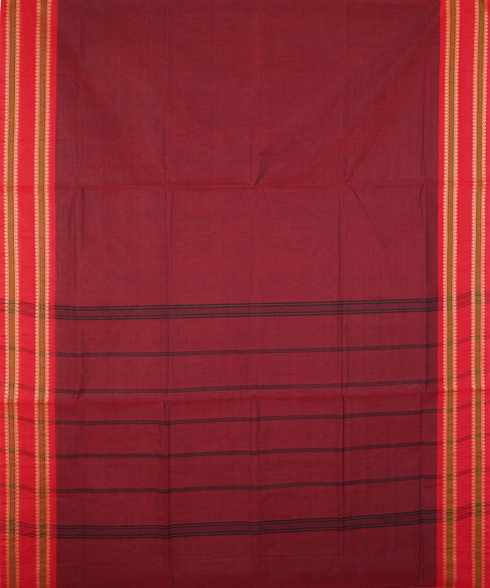 Maroon handwoven cotton venkatagiri saree