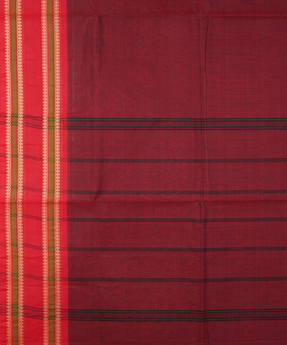 Maroon handwoven cotton venkatagiri saree