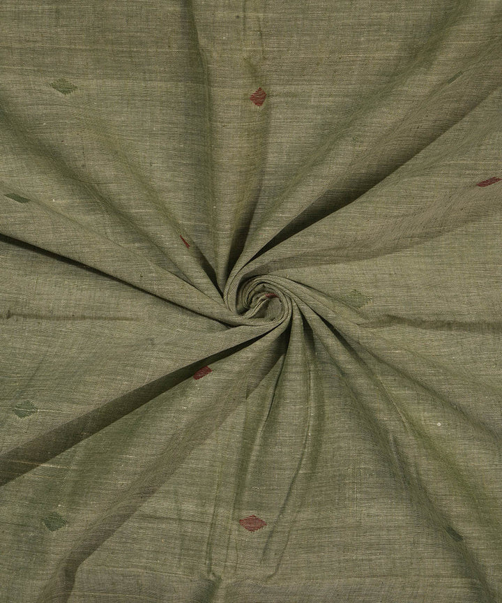 Light green natural dye handwoven cotton jamdani fabric