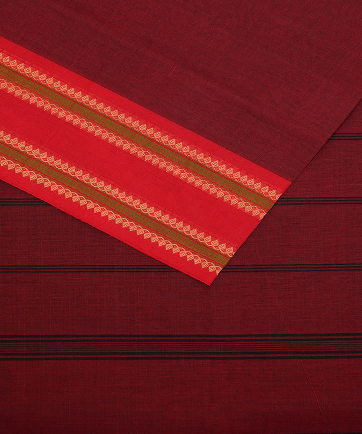 Maroon handwoven cotton venkatagiri saree