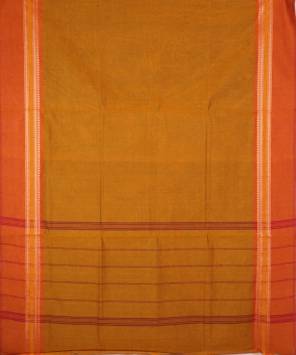 Mustard handwoven cotton venkatagiri saree