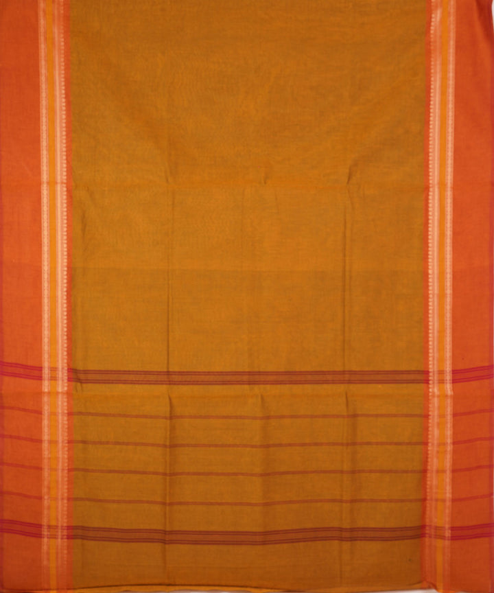 Mustard handwoven cotton venkatagiri saree