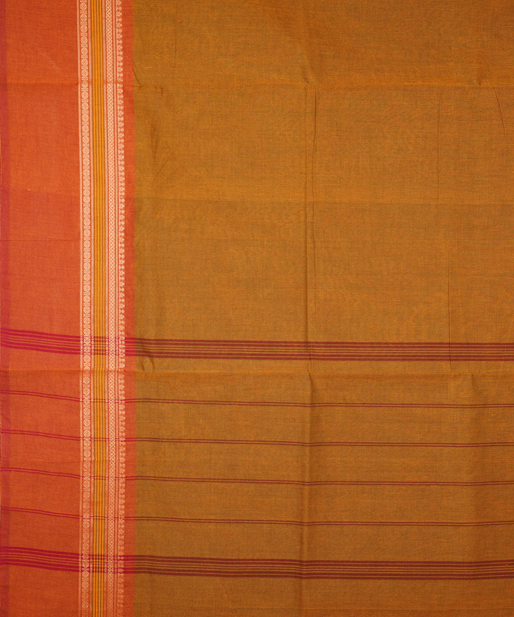 Mustard handwoven cotton venkatagiri saree