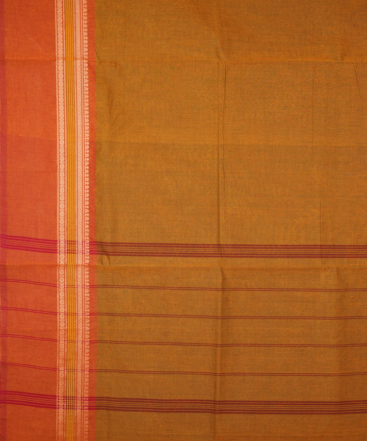 Mustard handwoven cotton venkatagiri saree