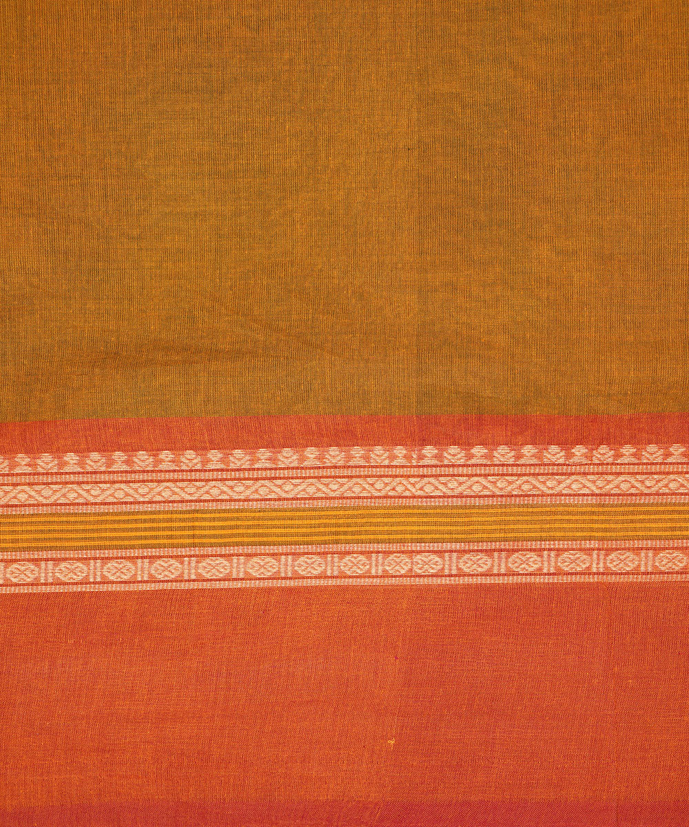 Mustard handwoven cotton venkatagiri saree