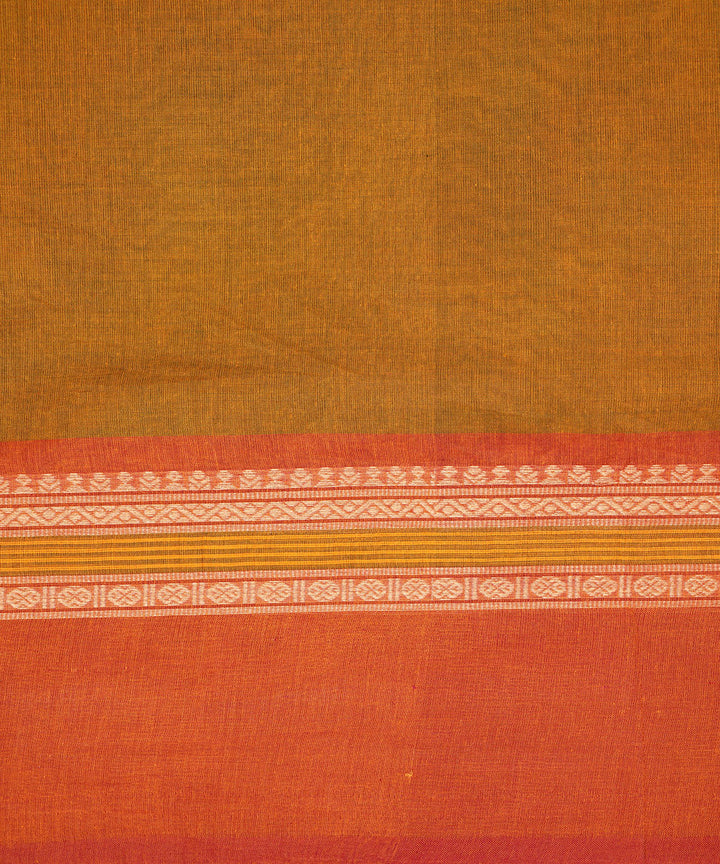 Mustard handwoven cotton venkatagiri saree