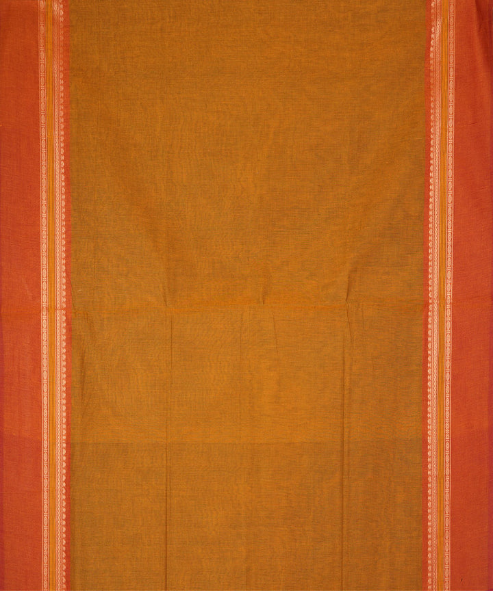 Mustard handwoven cotton venkatagiri saree