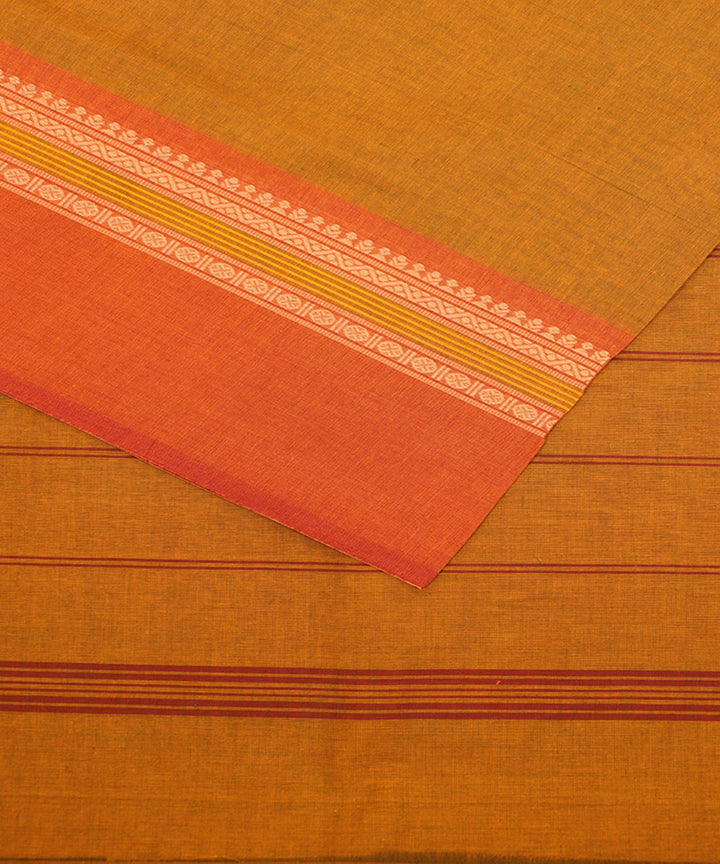 Mustard handwoven cotton venkatagiri saree