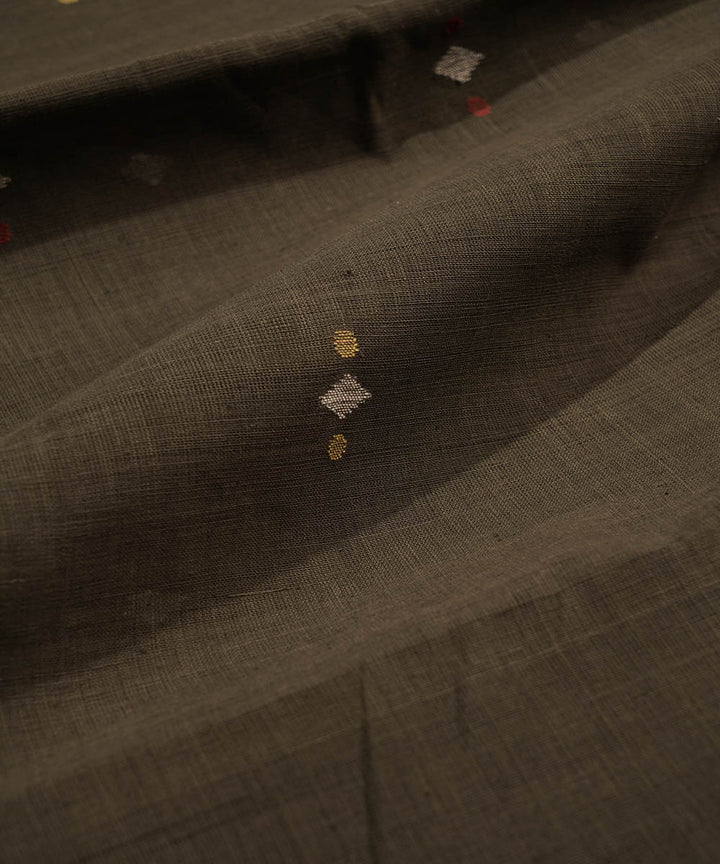 Black natural dye handwoven cotton jamdani fabric