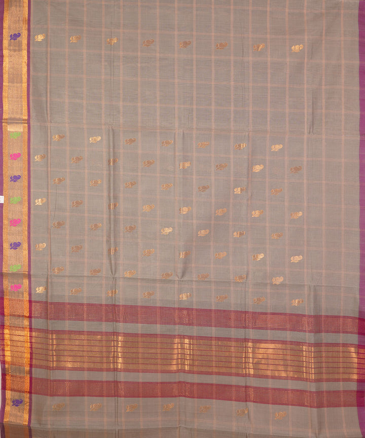 Grey hand woven cotton venkatagiri saree