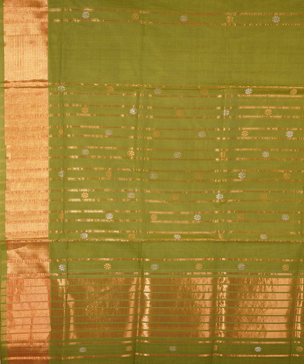 Green handwoven cotton venkatagiri saree