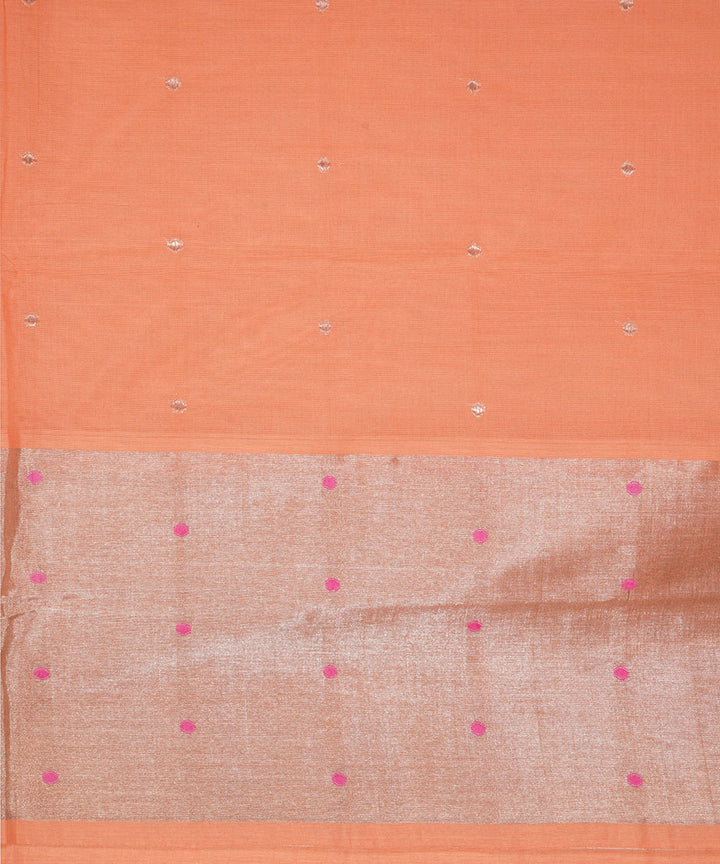Peach handwoven cotton venkatagiri saree