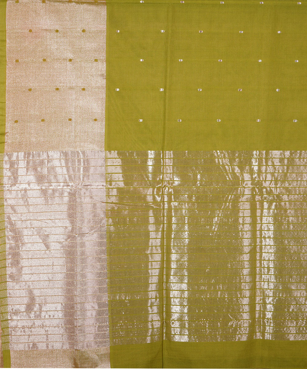 Olive green handwoven cotton venkatagiri saree