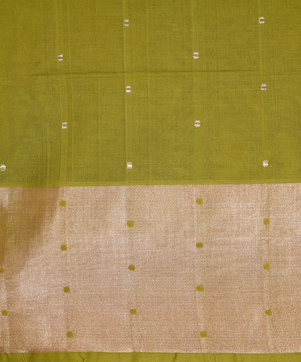 Olive green handwoven cotton venkatagiri saree