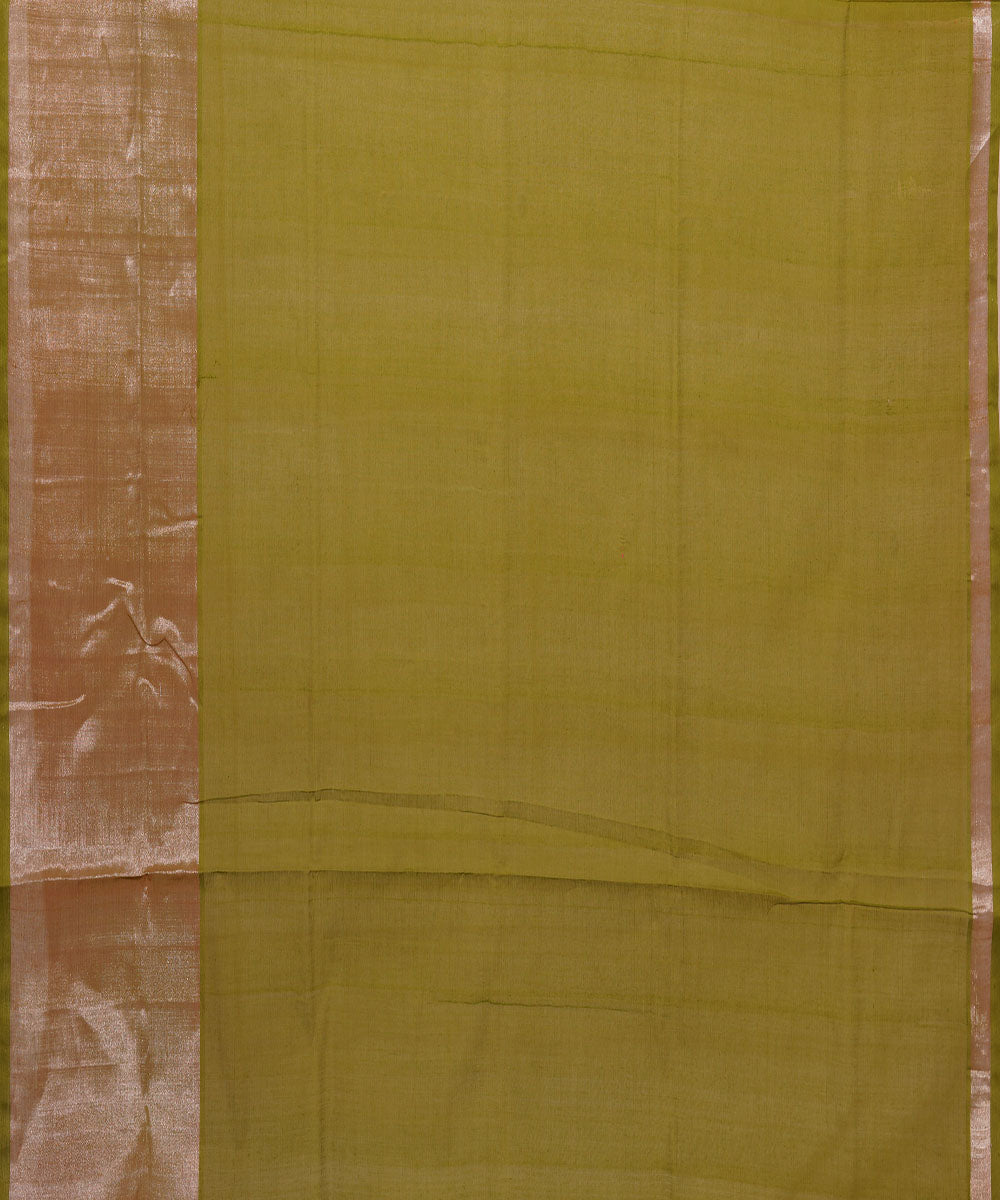 Olive green handwoven cotton venkatagiri saree