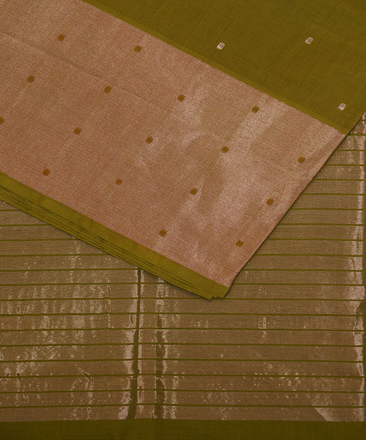 Olive green handwoven cotton venkatagiri saree