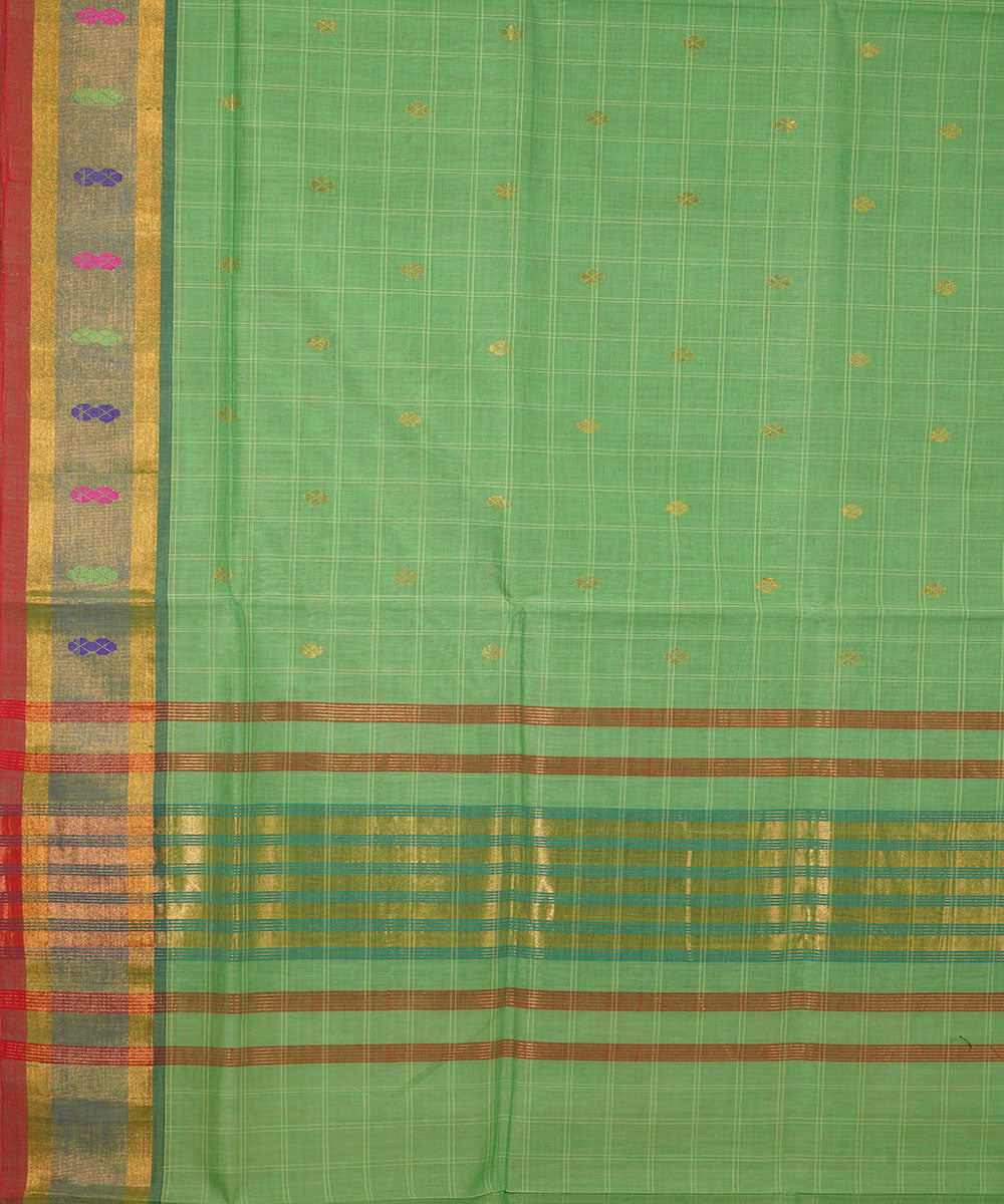 Light green hand woven cotton venkatagiri saree