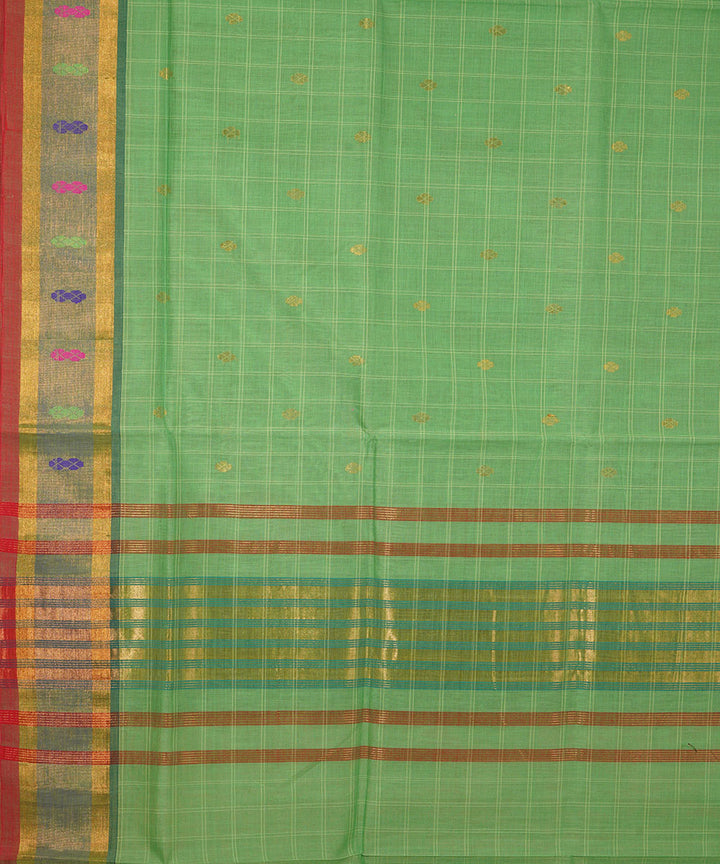 Light green hand woven cotton venkatagiri saree