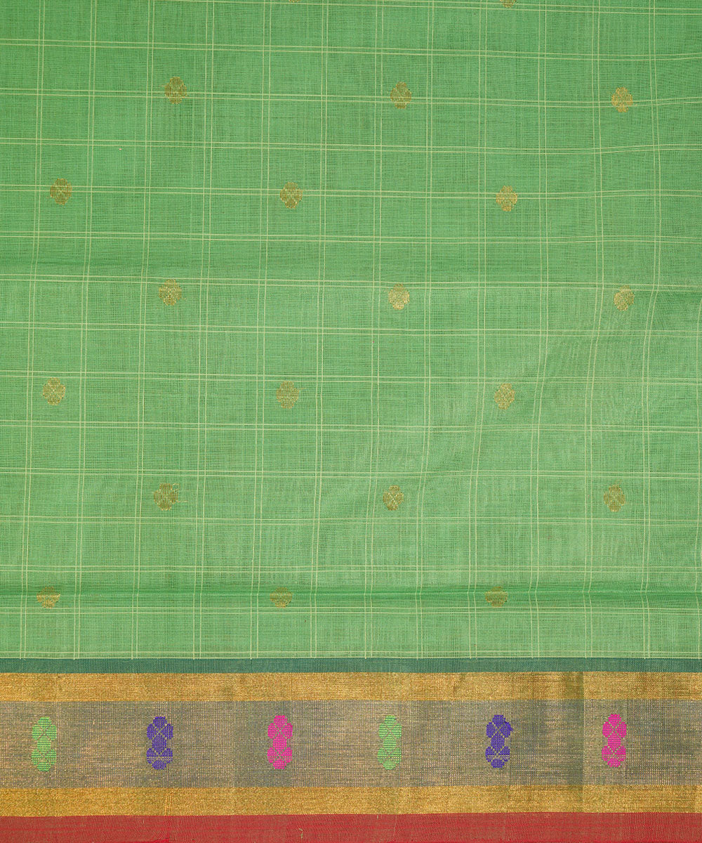 Light green hand woven cotton venkatagiri saree