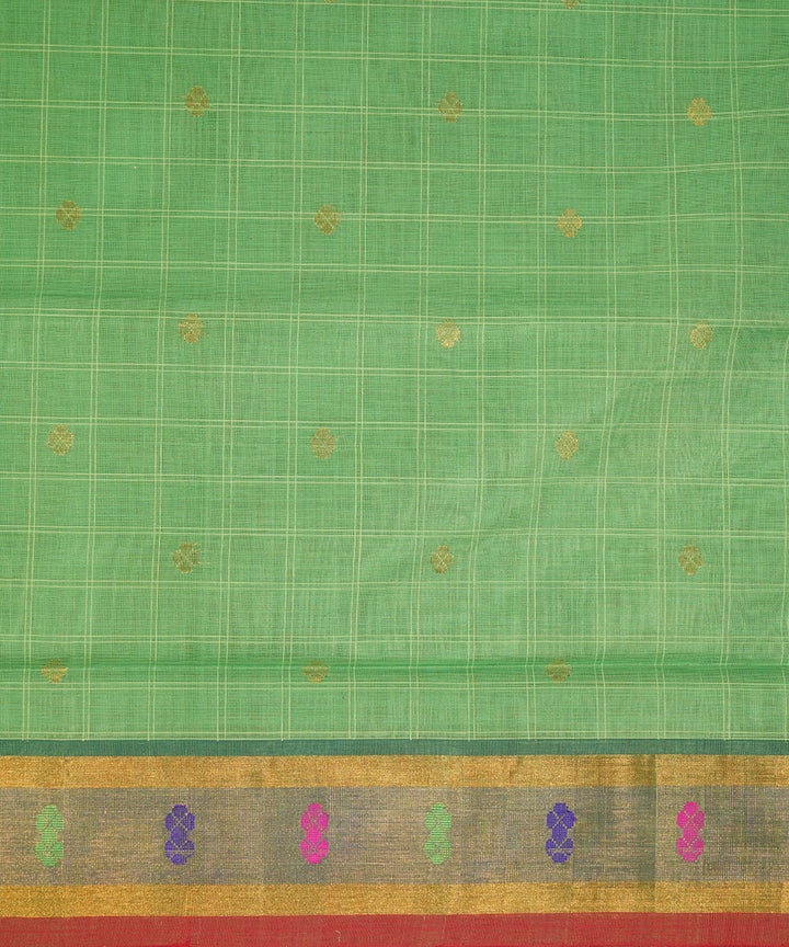 Light green hand woven cotton venkatagiri saree