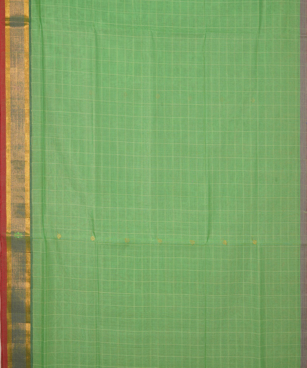 Light green hand woven cotton venkatagiri saree